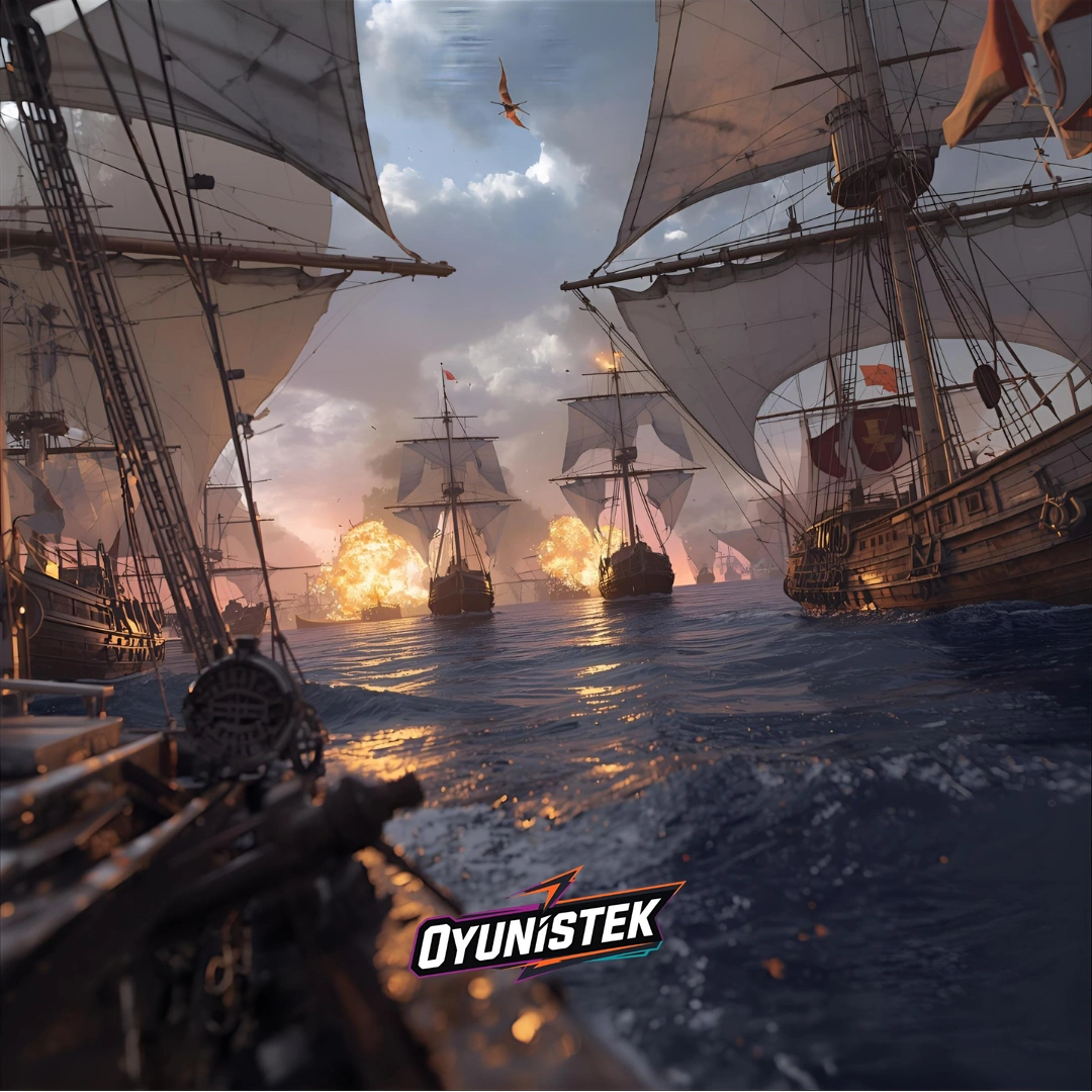 Bannerlord War Sails rehberi için yoğun deniz savaşı sahnesi